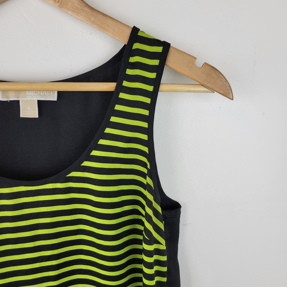 MICHAEL KORS Green and Black Stripe Blouse - Picture 3 of 7